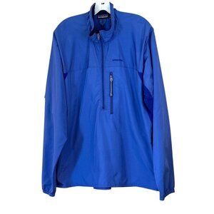 Patagonia Men's Half Zip Windbreaker Blue Long Sleeve Pockets Size XL